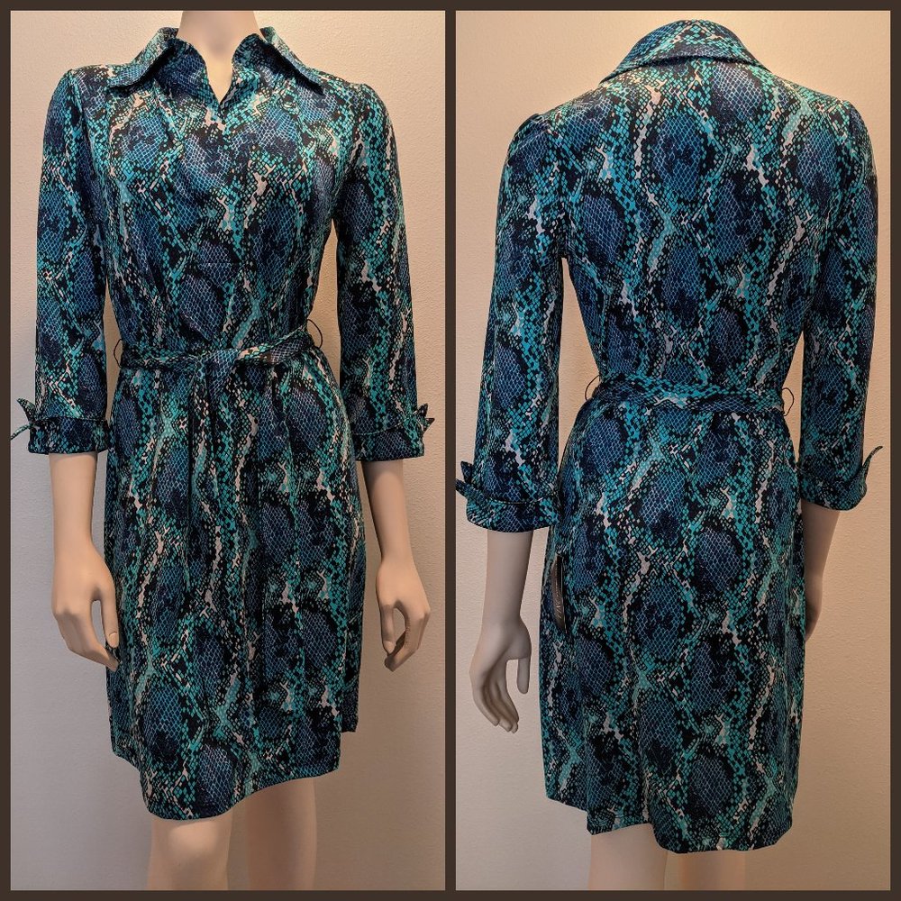 INC Collared Dress Snake Print Sz M NWT